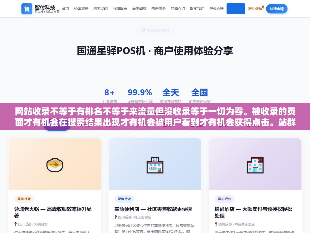 3 - 网站收录不等于有排名不等于来流量但没收录等于一切为零。被收录的页面才有机会在搜索结果出现才有机会被用户看到才有机会获得点击。站群运营的第一目标不是排名不是流量而是收录率，没收录后面全是空谈 - UC建站系统