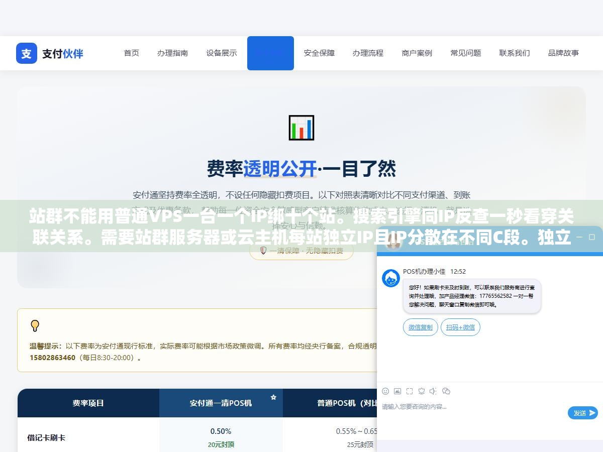 2 - 站群不能用普通VPS一台一个IP绑十个站。搜索引擎同IP反查一秒看穿关联关系。需要站群服务器或云主机每站独立IP且IP分散在不同C段。独立IP的钱不是开销是站群运营的基础门票，省这一笔后面全是补这一笔的代价 - UC建站系统