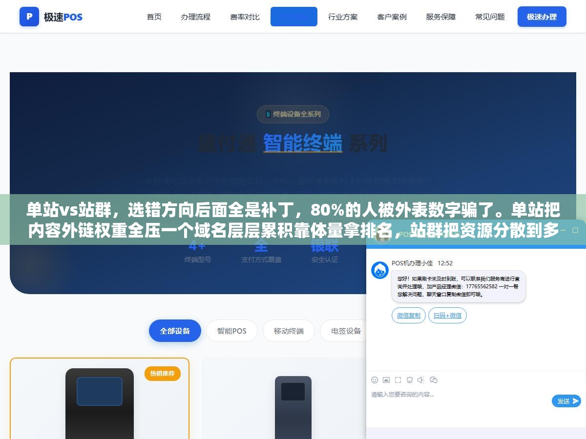 2 - 单站vs站群，选错方向后面全是补丁，80%的人被外表数字骗了。单站把内容外链权重全压一个域名层层累积靠体量拿排名，站群把资源分散到多域名各自抢位扩大总流量面。不是数量差别，是完完全全两种运营逻辑 - UC建站系统