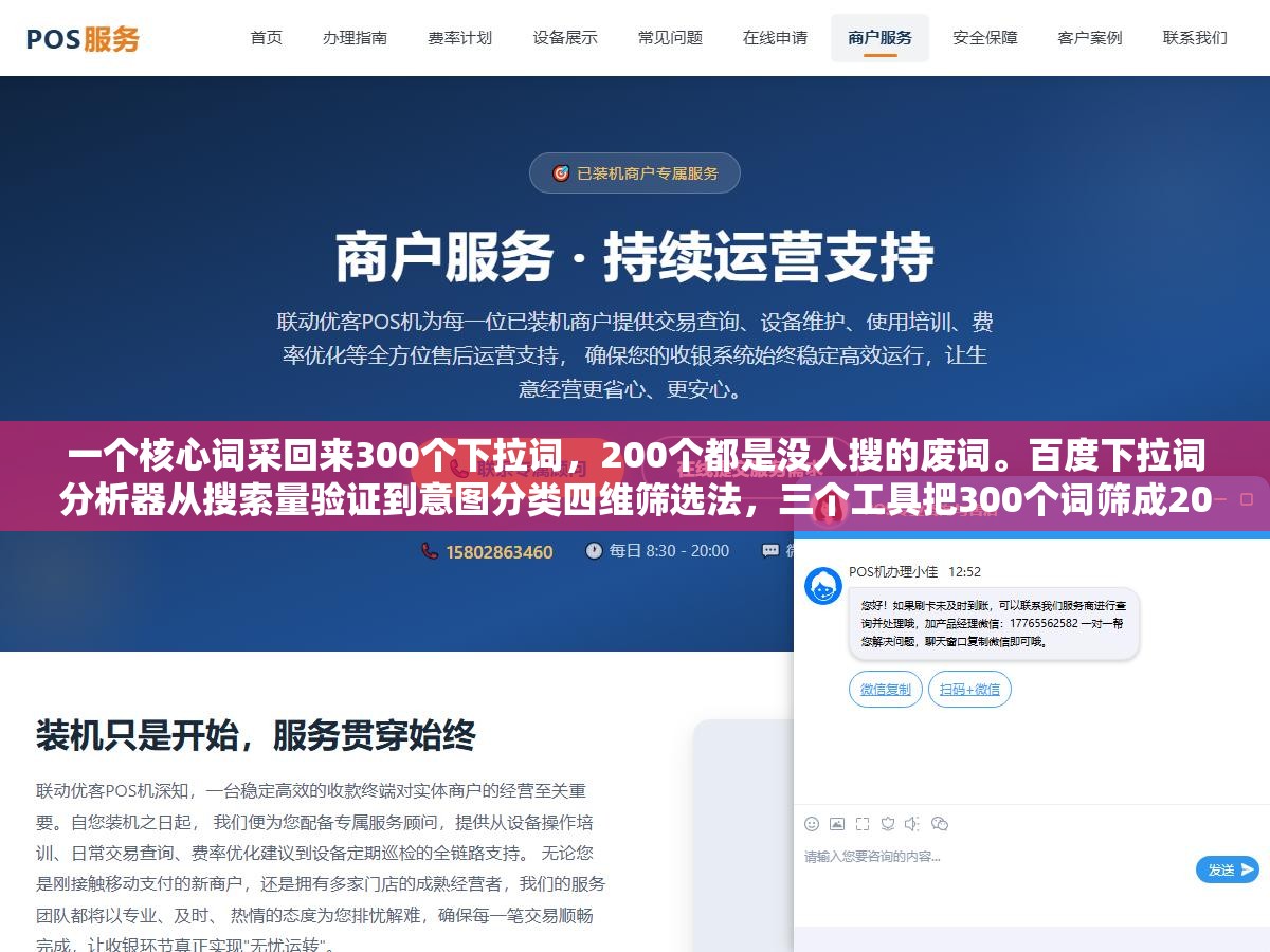 2 - 一个核心词采回来300个下拉词，200个都是没人搜的废词。百度下拉词分析器从搜索量验证到意图分类四维筛选法，三个工具把300个词筛成20个能来流量的金词 - UC建站系统