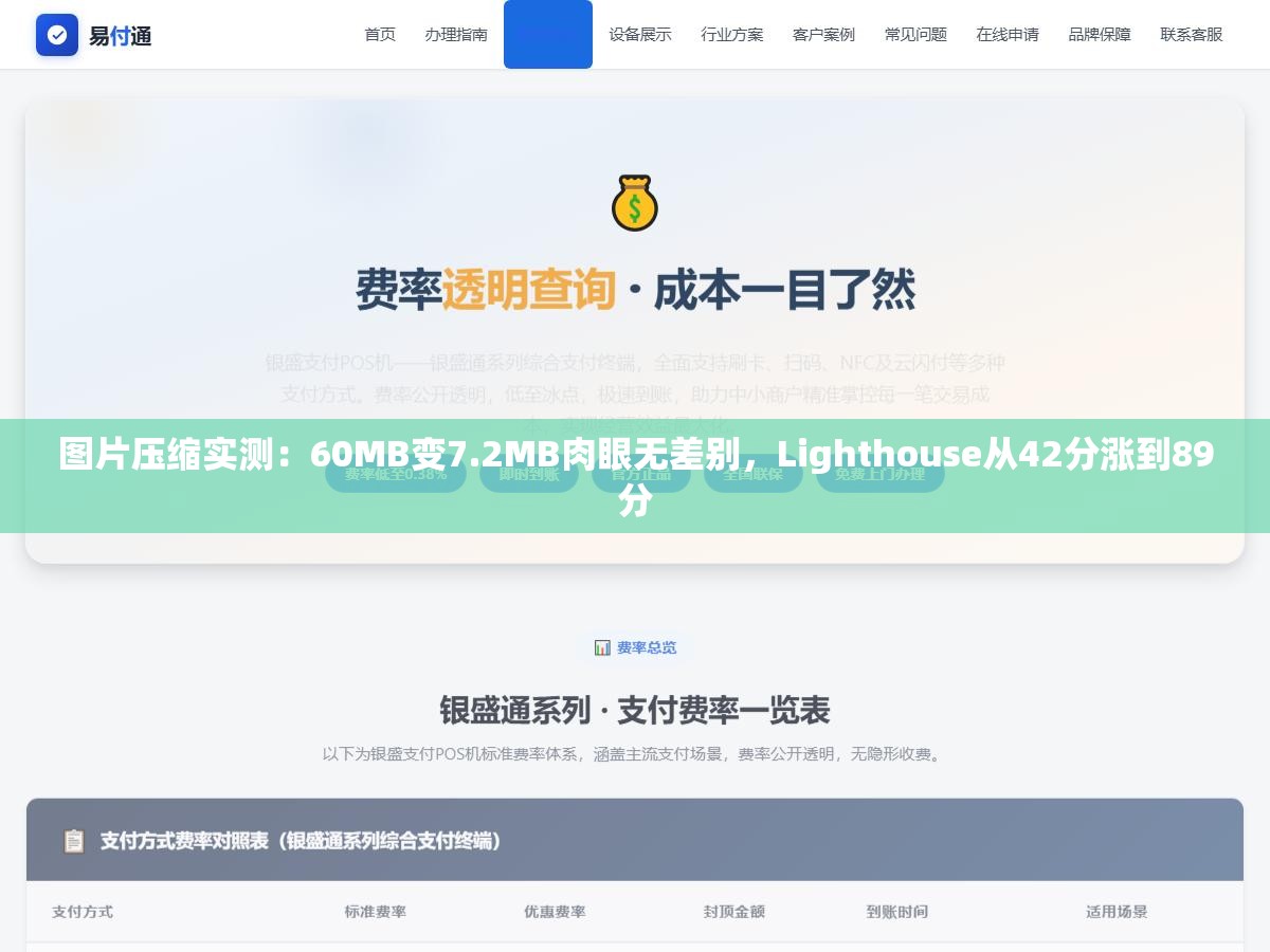 图片压缩实测:60MB变7.2MB肉眼无差别,Lighthouse从42分涨到89分 1 - 图片压缩实测:60MB变7.2MB肉眼无差别,Lighthouse从42分涨到89分 - UC建站系统