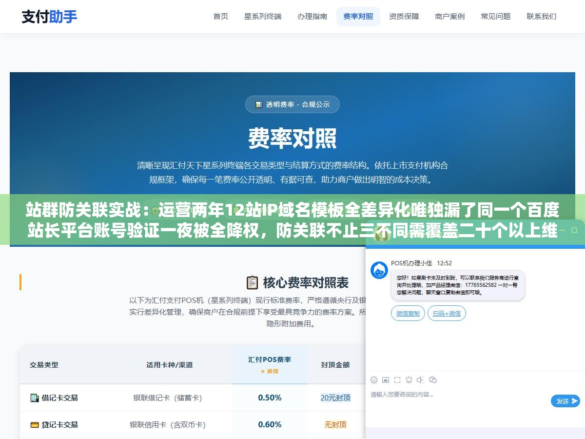 站群防关联实战:运营两年12站IP域名模板全差异化唯独漏了同一个百度站长平台账号验证一夜被全降权,防关联不止三不同需覆盖二十个以上维度 2 - 站群防关联实战:运营两年12站IP域名模板全差异化唯独漏了同一个百度站长平台账号验证一夜被全降权,防关联不止三不同需覆盖二十个以上维度 - UC建站系统