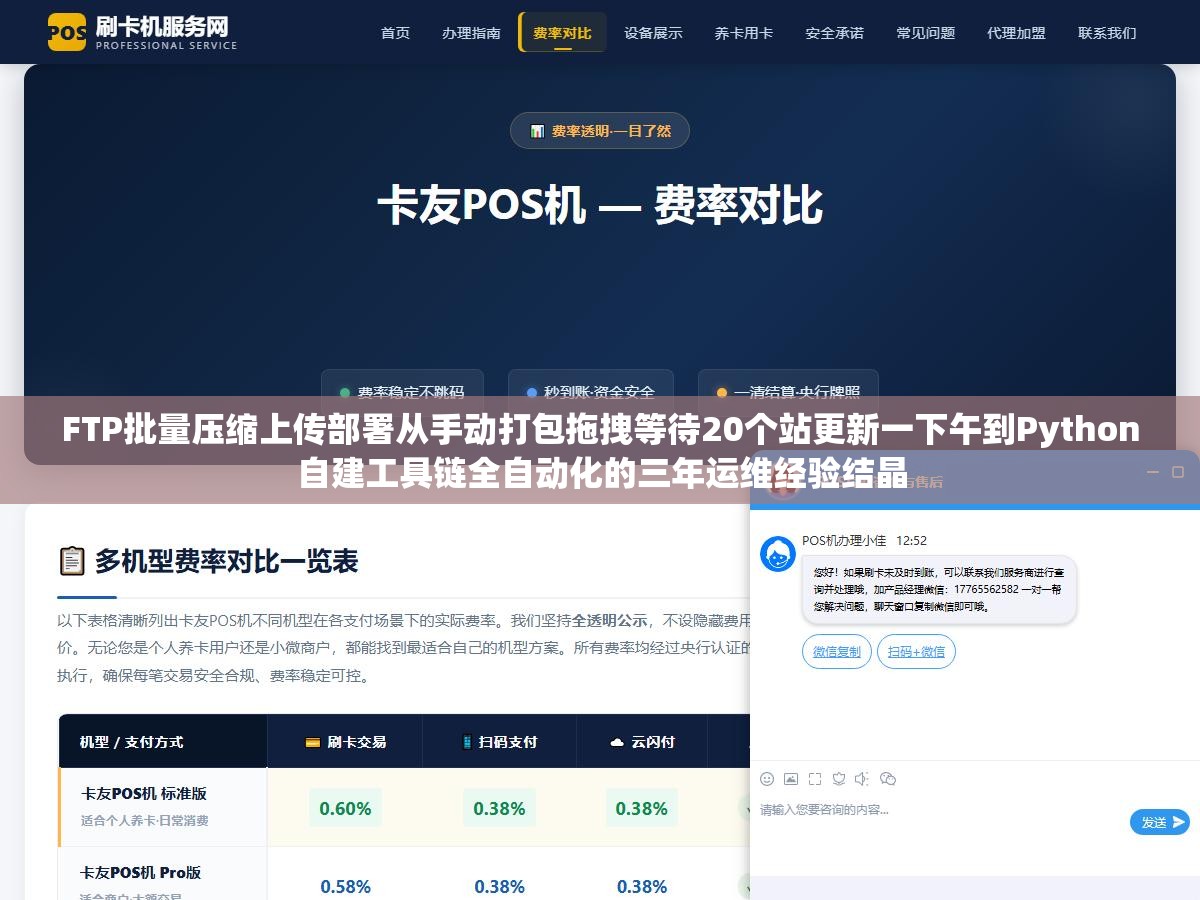 FTP批量压缩上传部署从手动打包拖拽等待20个站更新一下午到Python自建工具链全自动化的三年运维经验结晶 1 - FTP批量压缩上传部署从手动打包拖拽等待20个站更新一下午到Python自建工具链全自动化的三年运维经验结晶 - UC建站系统