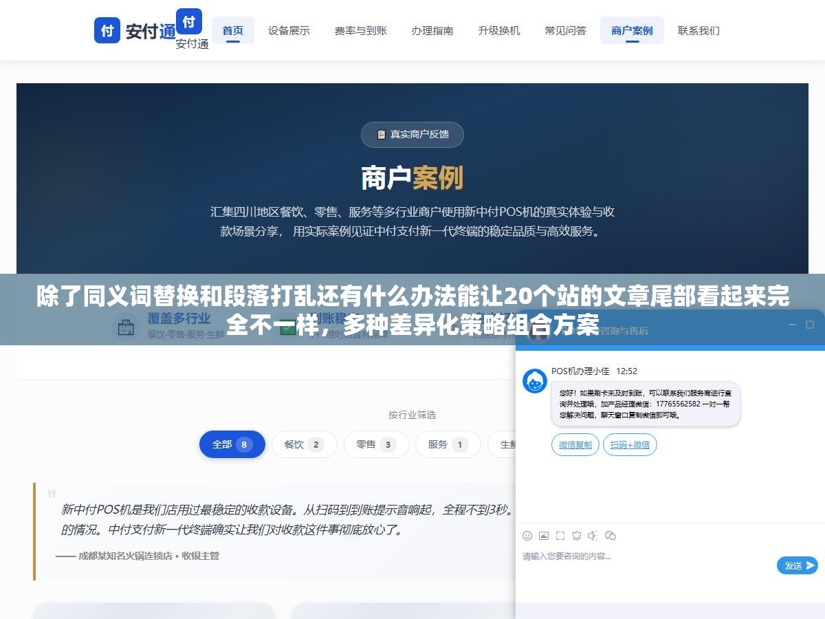 除了同义词替换和段落打乱还有什么办法能让20个站的文章尾部看起来完全不一样,多种差异化策略组合方案 1 - 除了同义词替换和段落打乱还有什么办法能让20个站的文章尾部看起来完全不一样,多种差异化策略组合方案 - UC建站系统