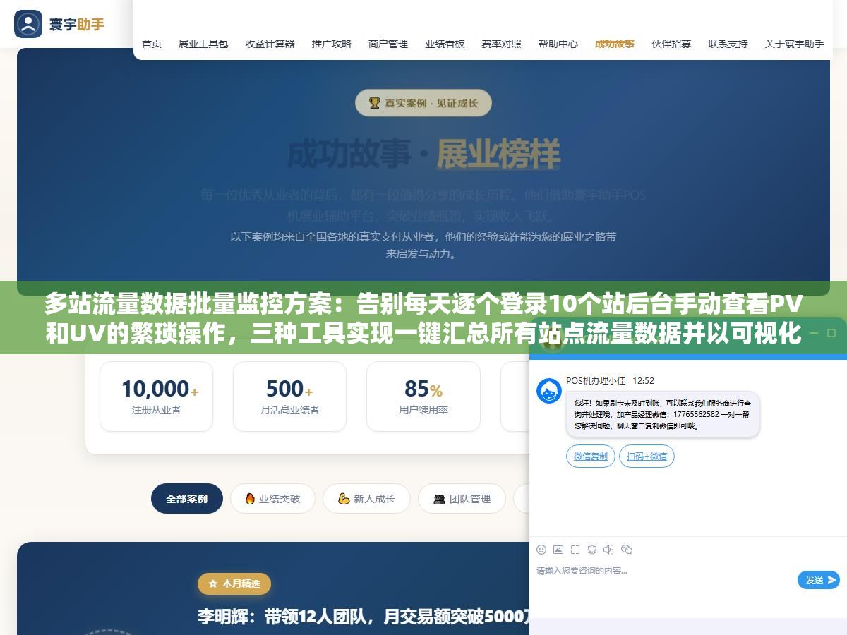 多站流量数据批量监控方案:告别每天逐个登录10个站后台手动查看PV和UV的繁琐操作,三种工具实现一键汇总所有站点流量数据并以可视化图表呈现 1 - 多站流量数据批量监控方案:告别每天逐个登录10个站后台手动查看PV和UV的繁琐操作,三种工具实现一键汇总所有站点流量数据并以可视化图表呈现 - UC建站系统