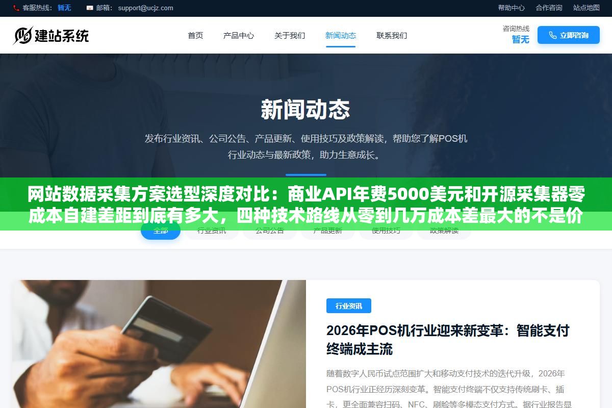 网站数据采集方案选型深度对比:商业API年费5000美元和开源采集器零成本自建差距到底有多大,四种技术路线从零到几万成本差最大的不是价格而是你能不能搞定反爬抗封策略 1 - 网站数据采集方案选型深度对比:商业API年费5000美元和开源采集器零成本自建差距到底有多大,四种技术路线从零到几万成本差最大的不是价格而是你能不能搞定反爬抗封策略 - UC建站系统