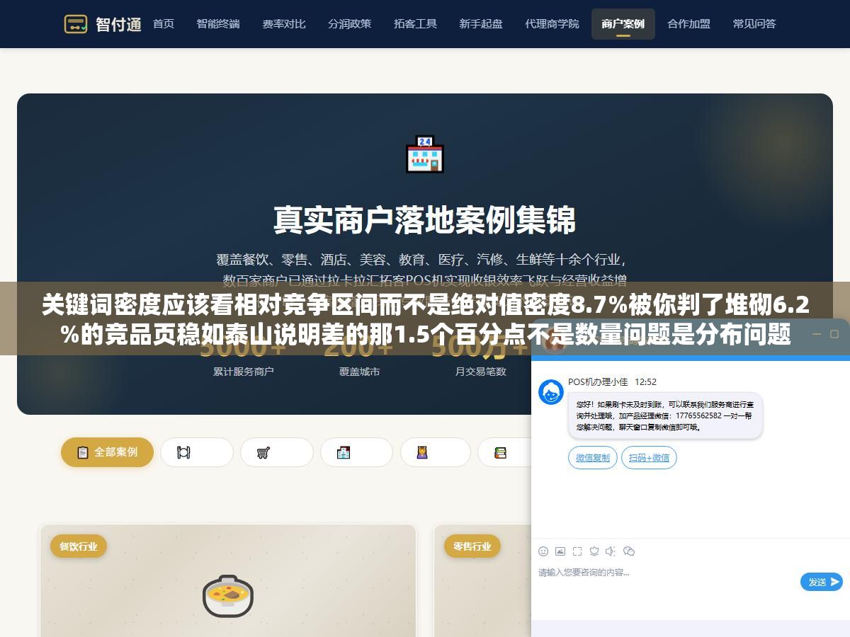 关键词密度应该看相对竞争区间而不是绝对值密度8.7%被你判了堆砌6.2%的竞品页稳如泰山说明差的那1.5个百分点不是数量问题是分布问题 1 - 关键词密度应该看相对竞争区间而不是绝对值密度8.7%被你判了堆砌6.2%的竞品页稳如泰山说明差的那1.5个百分点不是数量问题是分布问题 - UC建站系统