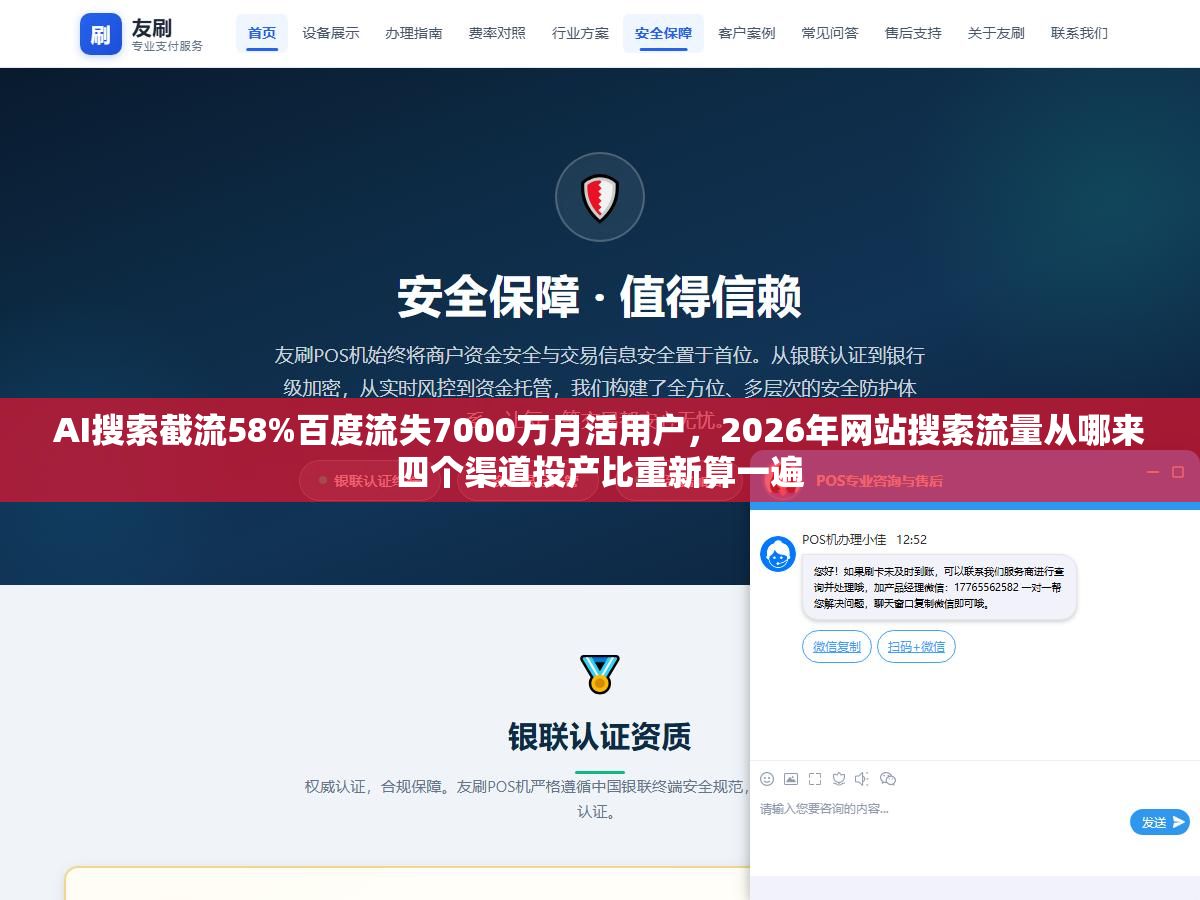 AI搜索截流58%百度流失7000万月活用户,2026年网站搜索流量从哪来四个渠道投产比重新算一遍 2 - AI搜索截流58%百度流失7000万月活用户,2026年网站搜索流量从哪来四个渠道投产比重新算一遍 - UC建站系统