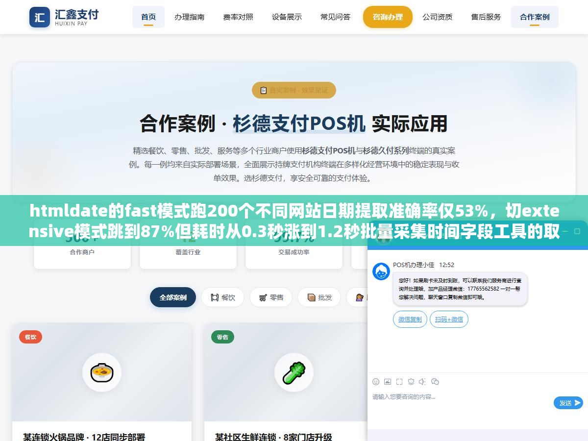 htmldate的fast模式跑200个不同网站日期提取准确率仅53%,切extensive模式跳到87%但耗时从0.3秒涨到1.2秒批量采集时间字段工具的取舍与实测对比 2 - htmldate的fast模式跑200个不同网站日期提取准确率仅53%,切extensive模式跳到87%但耗时从0.3秒涨到1.2秒批量采集时间字段工具的取舍与实测对比 - UC建站系统
