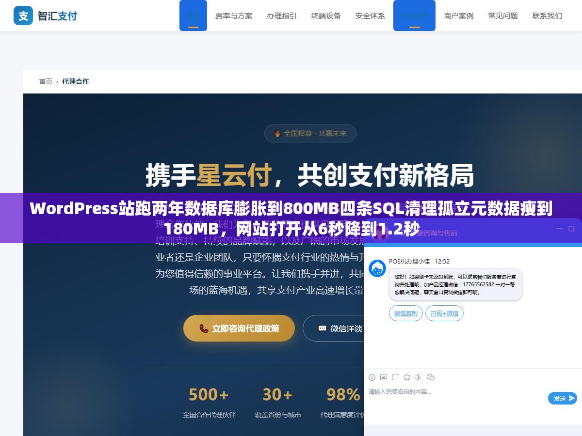 WordPress站跑两年数据库膨胀到800MB四条SQL清理孤立元数据瘦到180MB,网站打开从6秒降到1.2秒 2 - WordPress站跑两年数据库膨胀到800MB四条SQL清理孤立元数据瘦到180MB,网站打开从6秒降到1.2秒 - UC建站系统