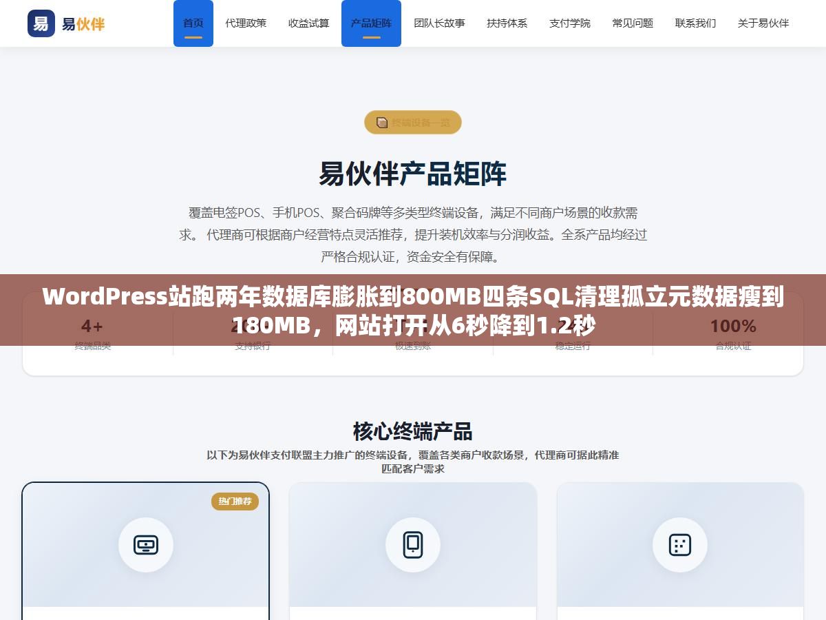 WordPress站跑两年数据库膨胀到800MB四条SQL清理孤立元数据瘦到180MB,网站打开从6秒降到1.2秒 1 - WordPress站跑两年数据库膨胀到800MB四条SQL清理孤立元数据瘦到180MB,网站打开从6秒降到1.2秒 - UC建站系统