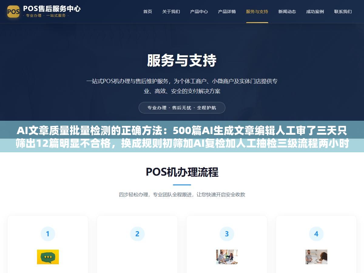 AI文章质量批量检测的正确方法:500篇AI生成文章编辑人工审了三天只筛出12篇明显不合格,换成规则初筛加AI复检加人工抽检三级流程两小时筛出47篇问题文章翻了近四倍 2 - AI文章质量批量检测的正确方法:500篇AI生成文章编辑人工审了三天只筛出12篇明显不合格,换成规则初筛加AI复检加人工抽检三级流程两小时筛出47篇问题文章翻了近四倍 - UC建站系统
