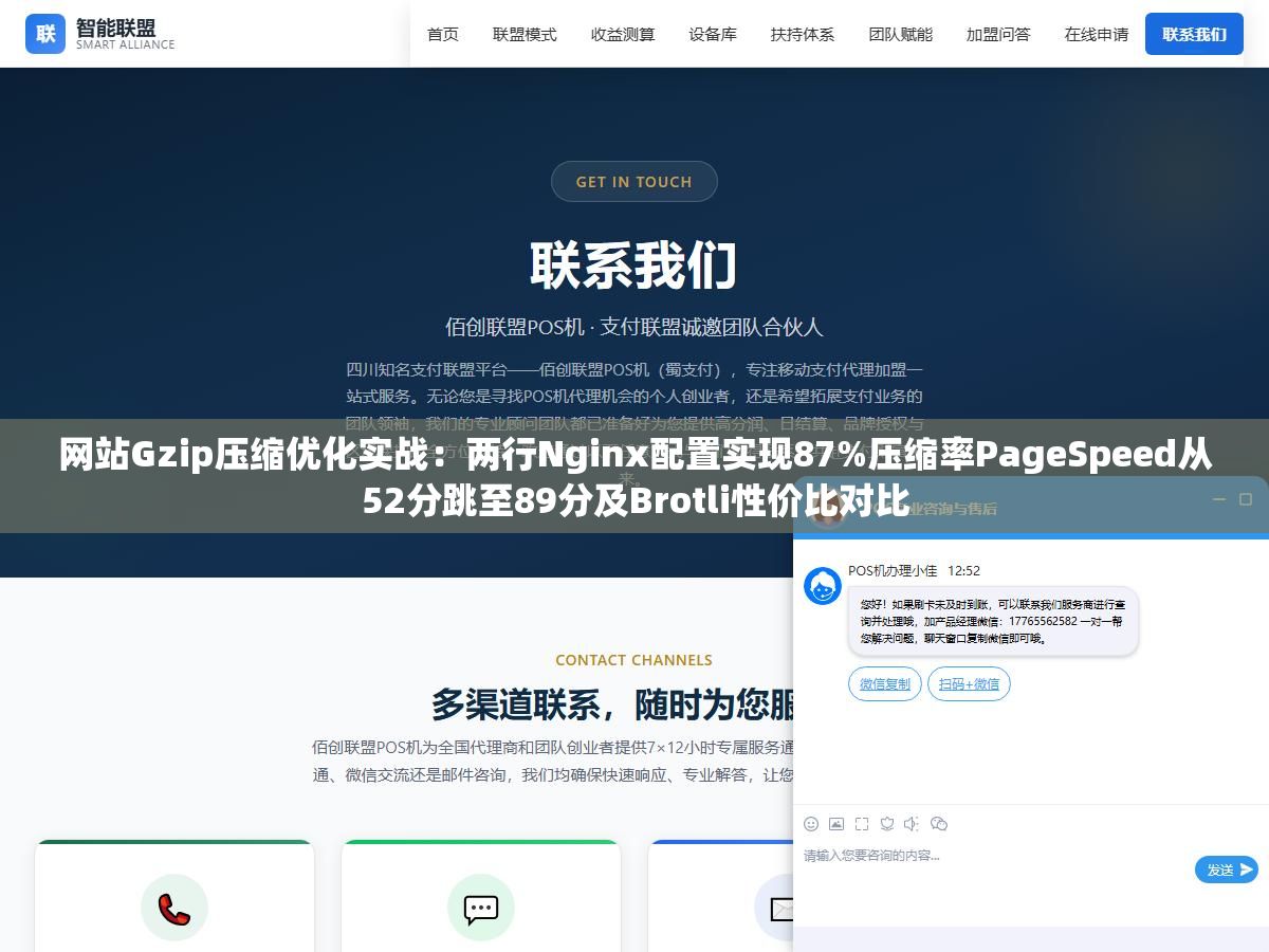 网站Gzip压缩优化实战:两行Nginx配置实现87%压缩率PageSpeed从52分跳至89分及Brotli性价比对比 1 - 网站Gzip压缩优化实战:两行Nginx配置实现87%压缩率PageSpeed从52分跳至89分及Brotli性价比对比 - UC建站系统