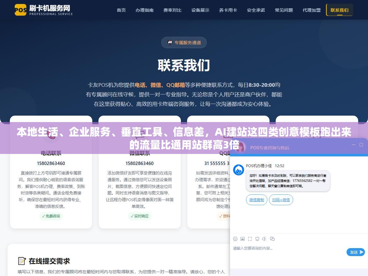 本地生活、企业服务、垂直工具、信息差,AI建站这四类创意模板跑出来的流量比通用站群高3倍 2 - 本地生活、企业服务、垂直工具、信息差,AI建站这四类创意模板跑出来的流量比通用站群高3倍 - UC建站系统