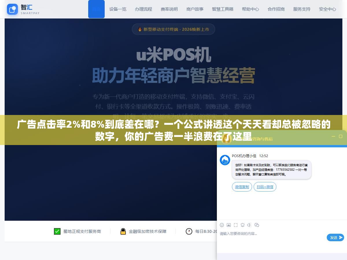 广告点击率2%和8%到底差在哪?一个公式讲透这个天天看却总被忽略的数字,你的广告费一半浪费在了这里 1 - 广告点击率2%和8%到底差在哪?一个公式讲透这个天天看却总被忽略的数字,你的广告费一半浪费在了这里 - UC建站系统