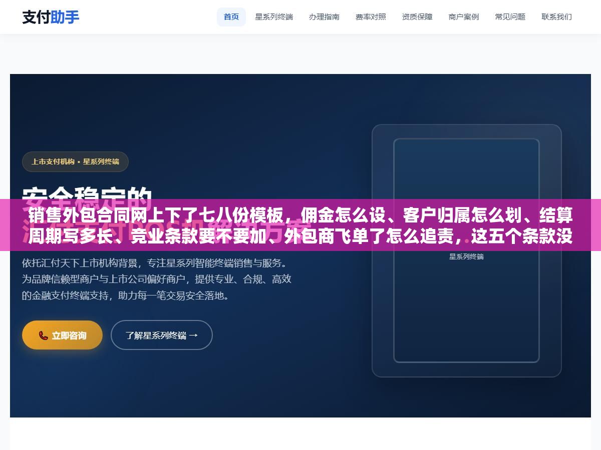 销售外包合同网上下了七八份模板,佣金怎么设、客户归属怎么划、结算周期写多长、竞业条款要不要加、外包商飞单了怎么追责,这五个条款没写清楚等于签了一张废纸? 2 - 销售外包合同网上下了七八份模板,佣金怎么设、客户归属怎么划、结算周期写多长、竞业条款要不要加、外包商飞单了怎么追责,这五个条款没写清楚等于签了一张废纸? - UC建站系统
