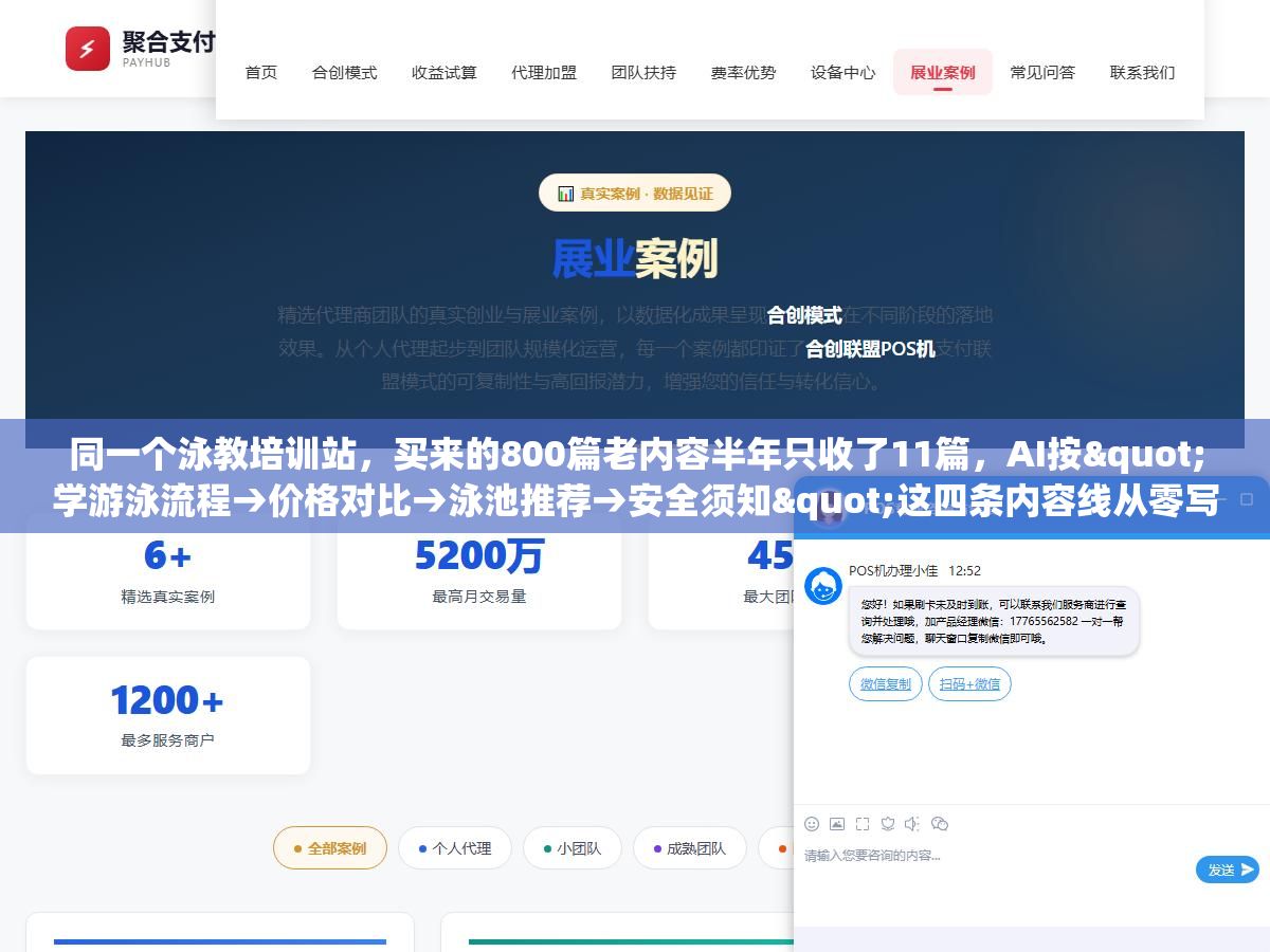 同一个泳教培训站,买来的800篇老内容半年只收了11篇,AI按"学游泳流程→价格对比→泳池推荐→安全须知"这四条内容线从零写,一个月收了47篇 2 - 同一个泳教培训站,买来的800篇老内容半年只收了11篇,AI按"学游泳流程→价格对比→泳池推荐→安全须知"这四条内容线从零写,一个月收了47篇 - UC建站系统