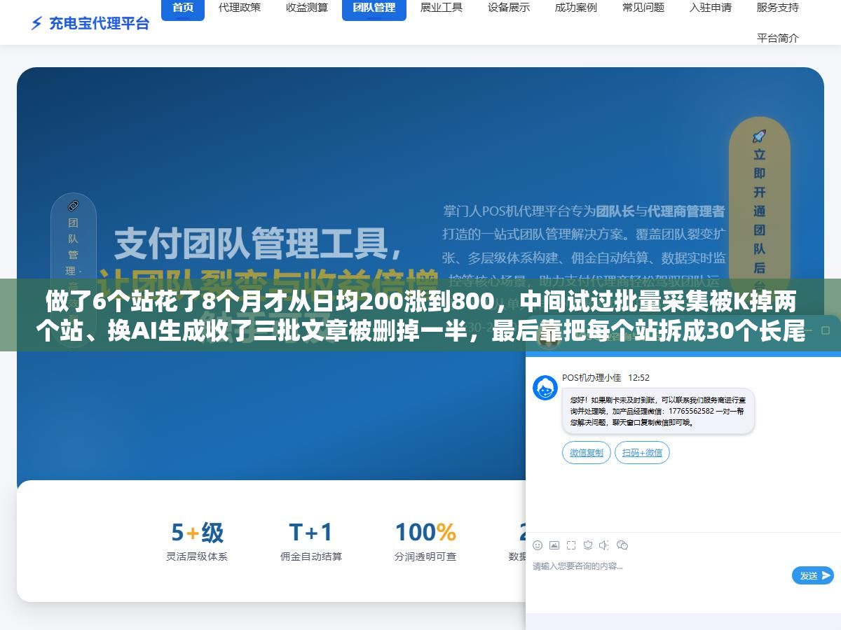 做了6个站花了8个月才从日均200涨到800,中间试过批量采集被K掉两个站、换AI生成收了三批文章被删掉一半,最后靠把每个站拆成30个长尾专题页才真正稳住流量 2 - 做了6个站花了8个月才从日均200涨到800,中间试过批量采集被K掉两个站、换AI生成收了三批文章被删掉一半,最后靠把每个站拆成30个长尾专题页才真正稳住流量 - UC建站系统