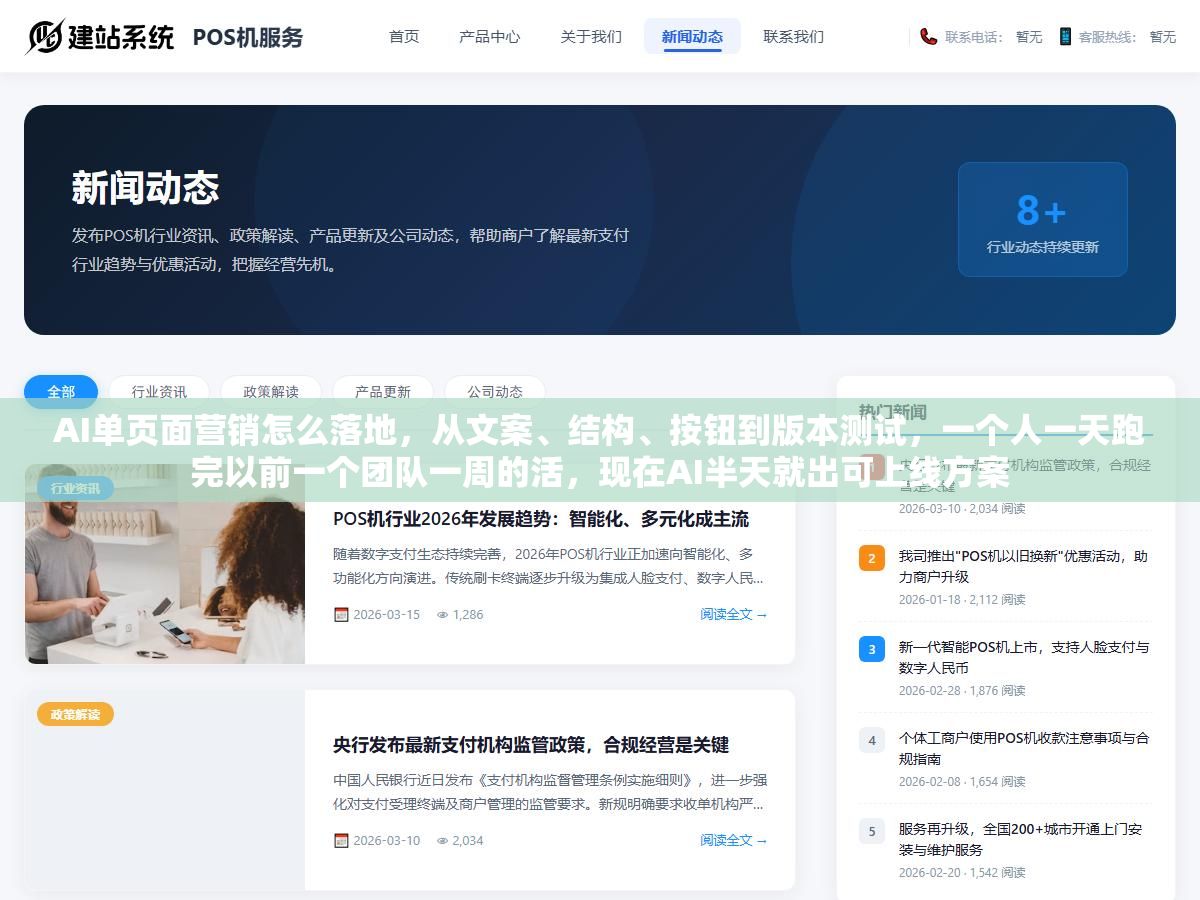 AI单页面营销怎么落地,从文案、结构、按钮到版本测试,一个人一天跑完以前一个团队一周的活,现在AI半天就出可上线方案 1 - AI单页面营销怎么落地,从文案、结构、按钮到版本测试,一个人一天跑完以前一个团队一周的活,现在AI半天就出可上线方案 - UC建站系统