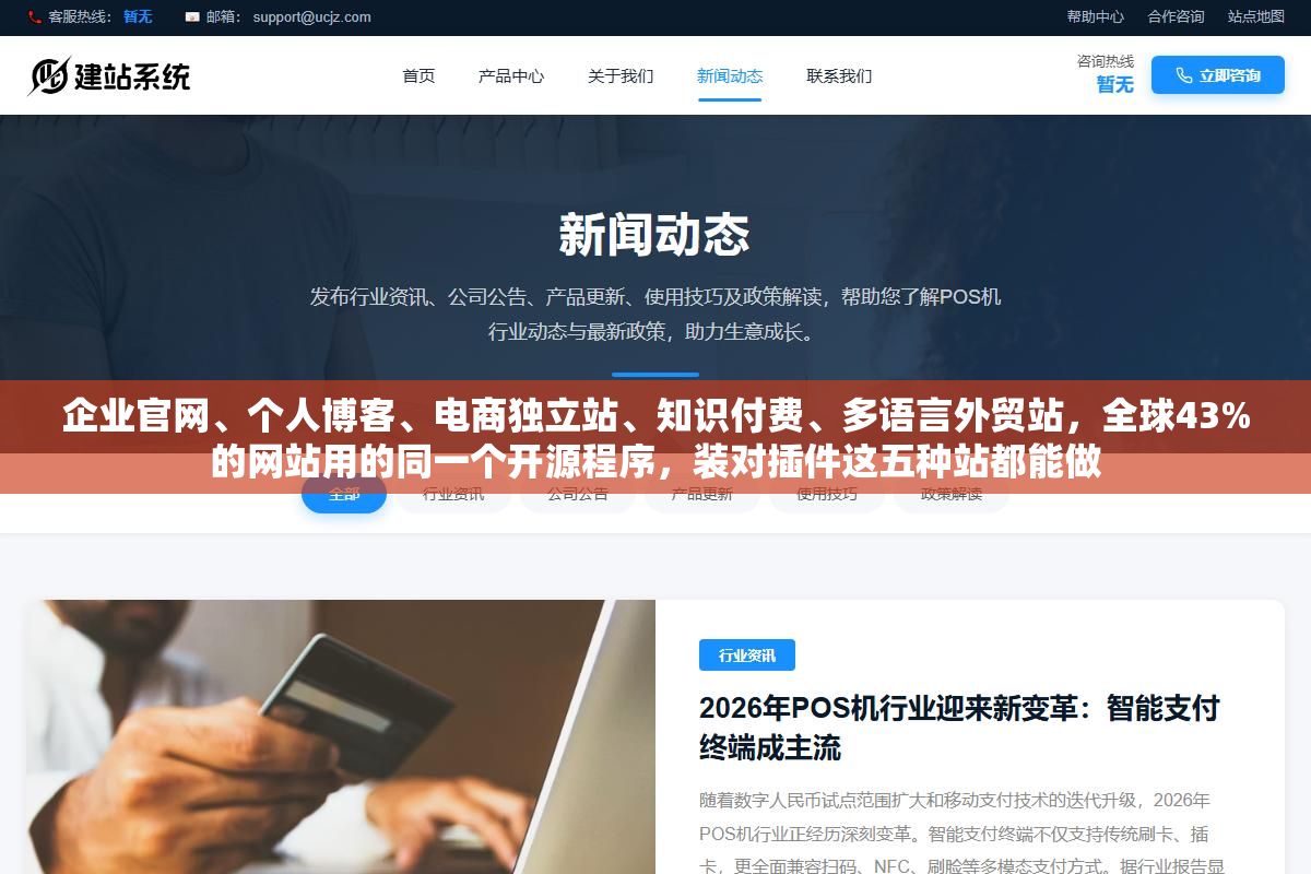 企业官网、个人博客、电商独立站、知识付费、多语言外贸站,全球43%的网站用的同一个开源程序,装对插件这五种站都能做 2 - 企业官网、个人博客、电商独立站、知识付费、多语言外贸站,全球43%的网站用的同一个开源程序,装对插件这五种站都能做 - UC建站系统