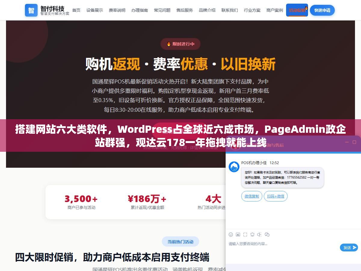搭建网站六大类软件,WordPress占全球近六成市场,PageAdmin政企站群强,观达云178一年拖拽就能上线 2 - 搭建网站六大类软件,WordPress占全球近六成市场,PageAdmin政企站群强,观达云178一年拖拽就能上线 - UC建站系统