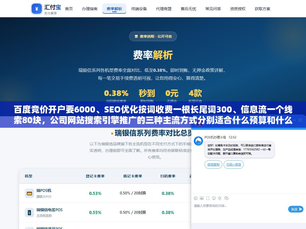 百度竞价开户要6000、SEO优化按词收费一根长尾词300、信息流一个线索80块,公司网站搜索引擎推广的三种主流方式分别适合什么预算和什么行业 1 - 百度竞价开户要6000、SEO优化按词收费一根长尾词300、信息流一个线索80块,公司网站搜索引擎推广的三种主流方式分别适合什么预算和什么行业 - UC建站系统