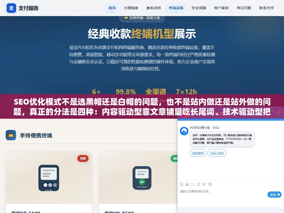 SEO优化模式不是选黑帽还是白帽的问题,也不是站内做还是站外做的问题,真正的分法是四种:内容驱动型靠文章铺量吃长尾词、技术驱动型把页面速度和结构化数据做到极致、外链驱动型用高质量外链拉权重、全栈型三件事一起做但每一件都不敷衍,选错模式比选错关键词更耽误时间 1 - SEO优化模式不是选黑帽还是白帽的问题,也不是站内做还是站外做的问题,真正的分法是四种:内容驱动型靠文章铺量吃长尾词、技术驱动型把页面速度和结构化数据做到极致、外链驱动型用高质量外链拉权重、全栈型三件事一起做但每一件都不敷衍,选错模式比选错关键词更耽误时间 - UC建站系统