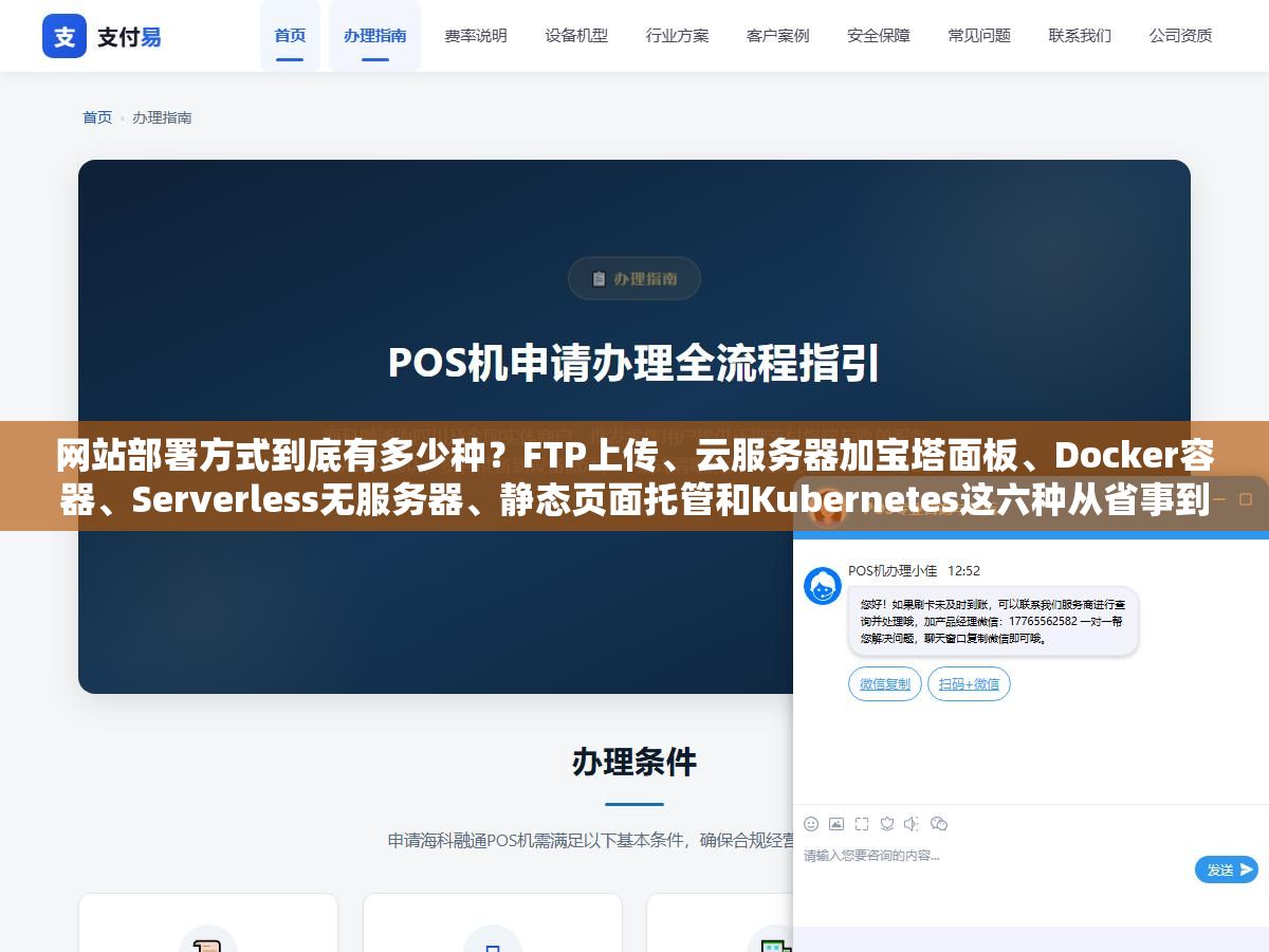 2 - 网站部署方式到底有多少种？FTP上传、云服务器加宝塔面板、Docker容器、Serverless无服务器、静态页面托管和Kubernetes这六种从省事到专业排列下来，做个人博客和企业官网选前两种就够了，做高并发SaaS才需要考虑后面四种 - UC建站系统