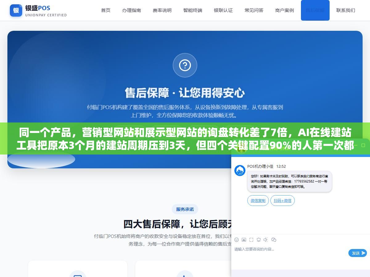 2 - 同一个产品，营销型网站和展示型网站的询盘转化差了7倍，AI在线建站工具把原本3个月的建站周期压到3天，但四个关键配置90%的人第一次都漏了 - UC建站系统