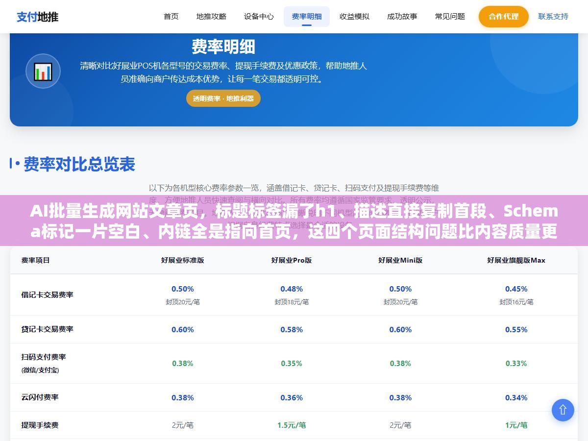 2 - AI批量生成网站文章页，标题标签漏了h1、描述直接复制首段、Schema标记一片空白、内链全是指向首页，这四个页面结构问题比内容质量更先被搜索引擎扣分 - UC建站系统