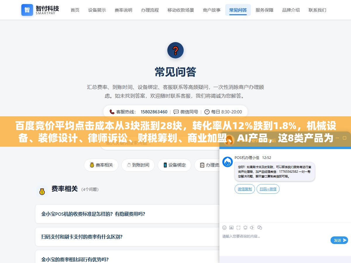百度竞价平均点击成本从3块涨到28块,转化率从12%跌到1.8%,机械设备、装修设计、律师诉讼、财税筹划、商业加盟、AI产品,这8类产品为什么还能在竞价里赚钱?客单价低于3000的趁早换渠道 2 - 百度竞价平均点击成本从3块涨到28块,转化率从12%跌到1.8%,机械设备、装修设计、律师诉讼、财税筹划、商业加盟、AI产品,这8类产品为什么还能在竞价里赚钱?客单价低于3000的趁早换渠道 - UC建站系统