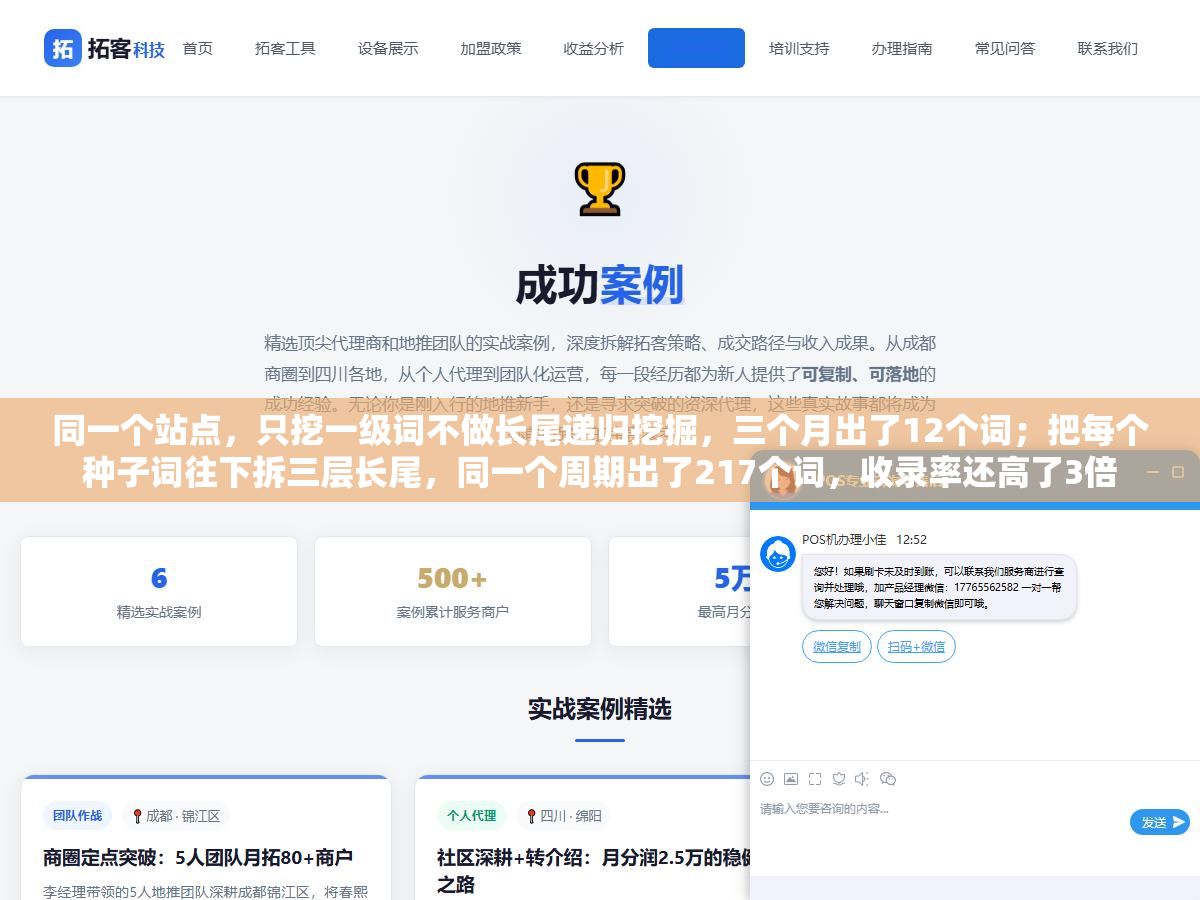 同一个站点,只挖一级词不做长尾递归挖掘,三个月出了12个词;把每个种子词往下拆三层长尾,同一个周期出了217个词,收录率还高了3倍 2 - 同一个站点,只挖一级词不做长尾递归挖掘,三个月出了12个词;把每个种子词往下拆三层长尾,同一个周期出了217个词,收录率还高了3倍 - UC建站系统