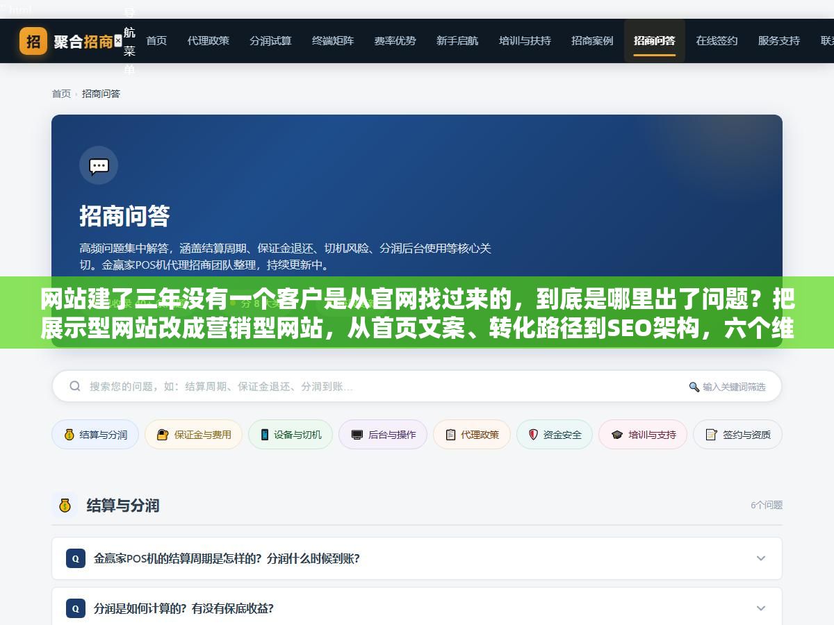 2 - 网站建了三年没有一个客户是从官网找过来的，到底是哪里出了问题？把展示型网站改成营销型网站，从首页文案、转化路径到SEO架构，六个维度排查下来80%的企业卡在了前两步 - UC建站系统