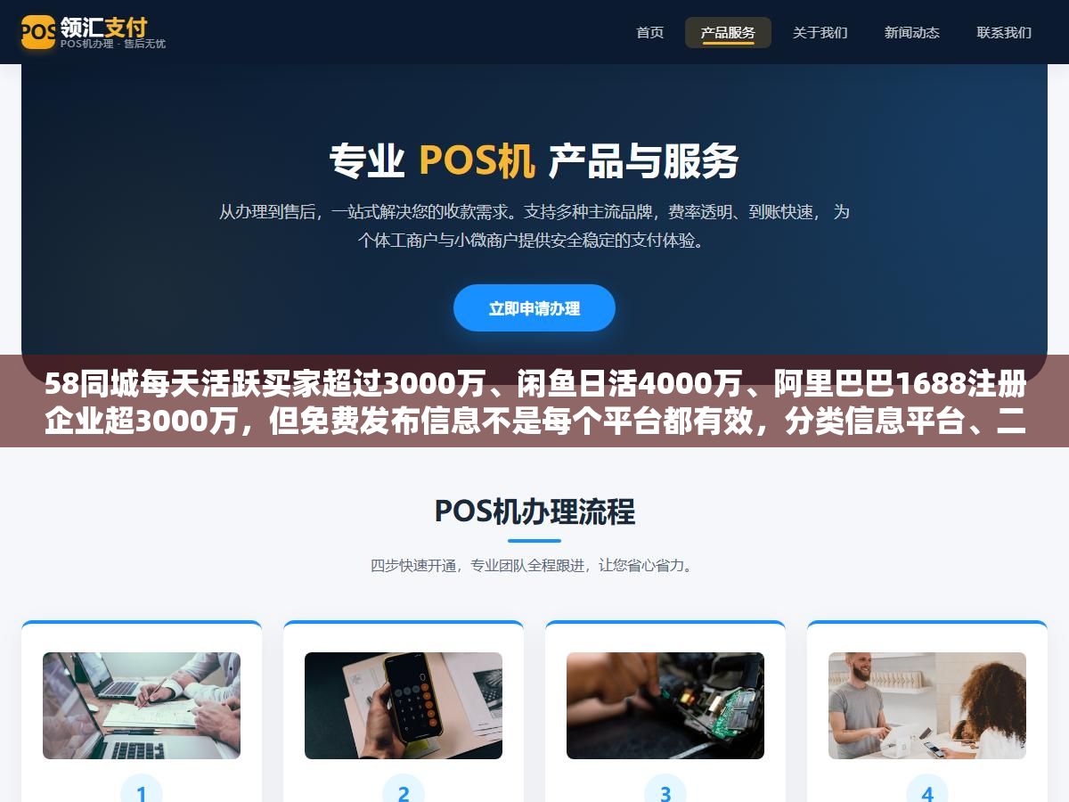 1 - 58同城每天活跃买家超过3000万、闲鱼日活4000万、阿里巴巴1688注册企业超3000万，但免费发布信息不是每个平台都有效，分类信息平台、二手交易、B2B商贸、自媒体和搜索引擎SEO五类渠道的流量来源和适用场景完全不一样 - UC建站系统