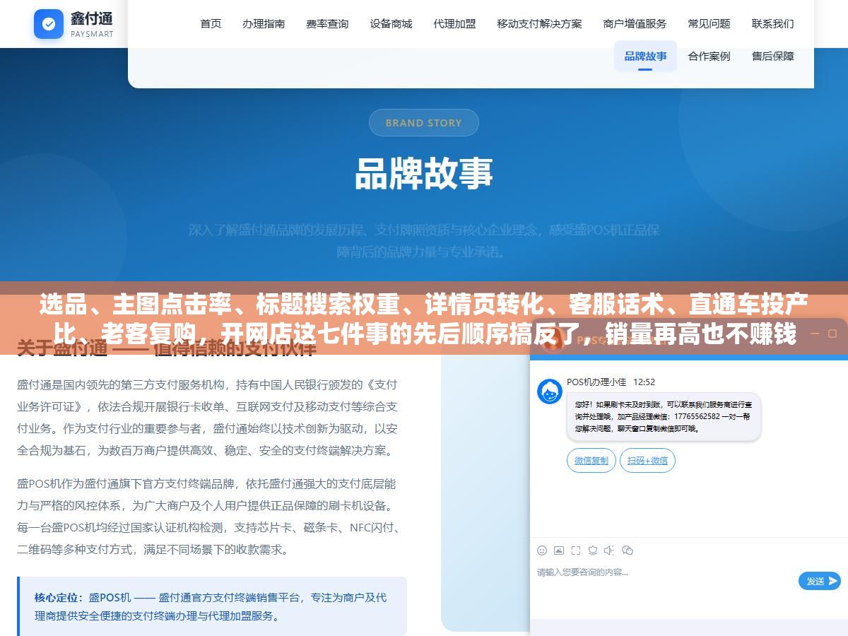 3 - 选品、主图点击率、标题搜索权重、详情页转化、客服话术、直通车投产比、老客复购，开网店这七件事的先后顺序搞反了，销量再高也不赚钱 - UC建站系统