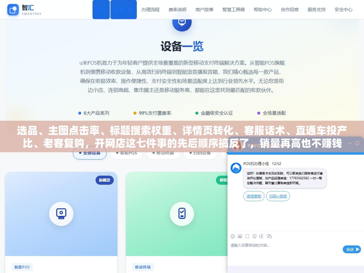 2 - 选品、主图点击率、标题搜索权重、详情页转化、客服话术、直通车投产比、老客复购，开网店这七件事的先后顺序搞反了，销量再高也不赚钱 - UC建站系统