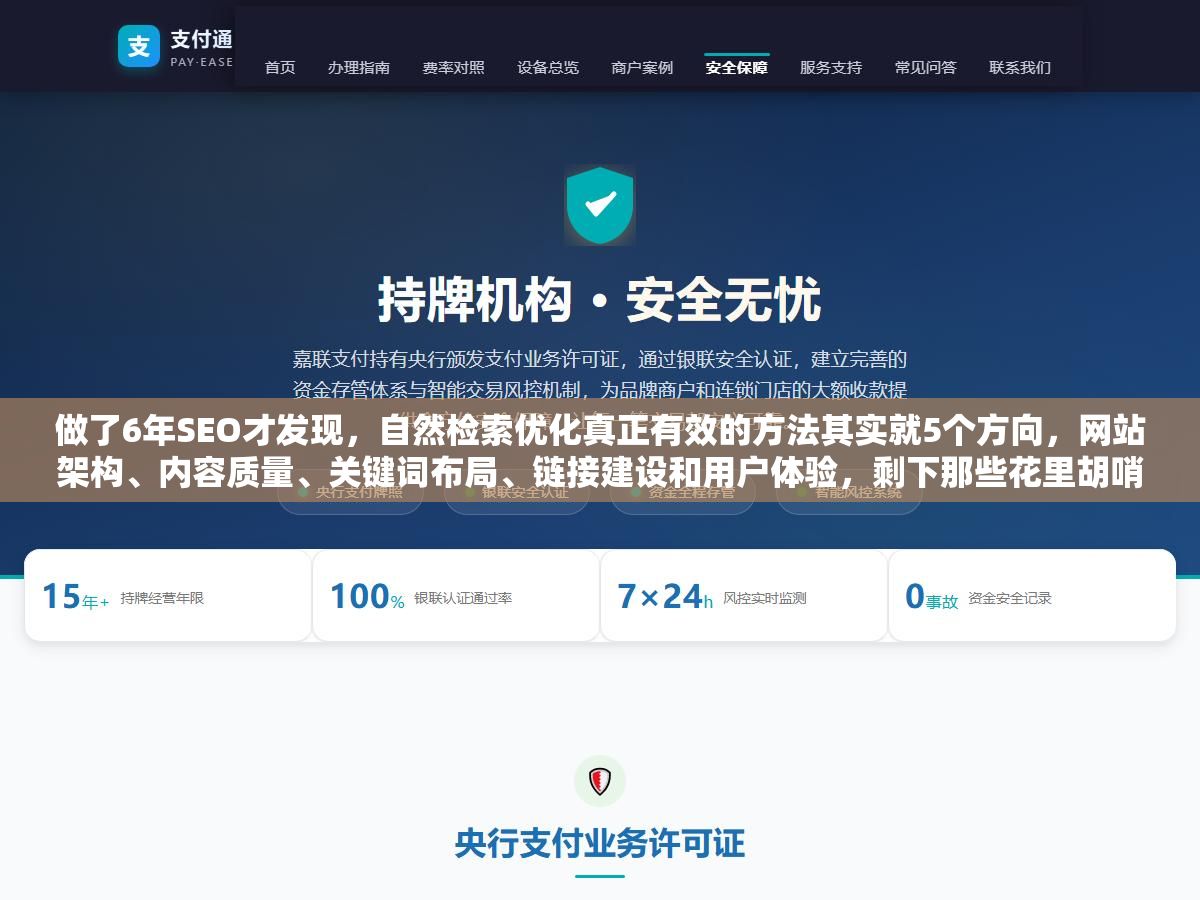 做了6年SEO才发现,自然检索优化真正有效的方法其实就5个方向,网站架构、内容质量、关键词布局、链接建设和用户体验,剩下那些花里胡哨的技巧80%的权重都在这5个方向里 1 - 做了6年SEO才发现,自然检索优化真正有效的方法其实就5个方向,网站架构、内容质量、关键词布局、链接建设和用户体验,剩下那些花里胡哨的技巧80%的权重都在这5个方向里 - UC建站系统