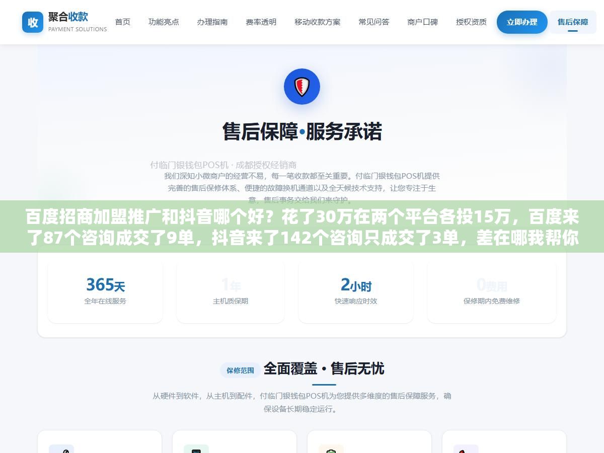 百度招商加盟推广和抖音哪个好?花了30万在两个平台各投15万,百度来了87个咨询成交了9单,抖音来了142个咨询只成交了3单,差在哪我帮你拆开看 2 - 百度招商加盟推广和抖音哪个好?花了30万在两个平台各投15万,百度来了87个咨询成交了9单,抖音来了142个咨询只成交了3单,差在哪我帮你拆开看 - UC建站系统