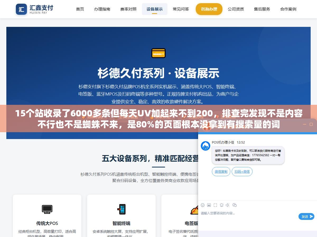 2 - 15个站收录了6000多条但每天UV加起来不到200，排查完发现不是内容不行也不是蜘蛛不来，是80%的页面根本没拿到有搜索量的词 - UC建站系统