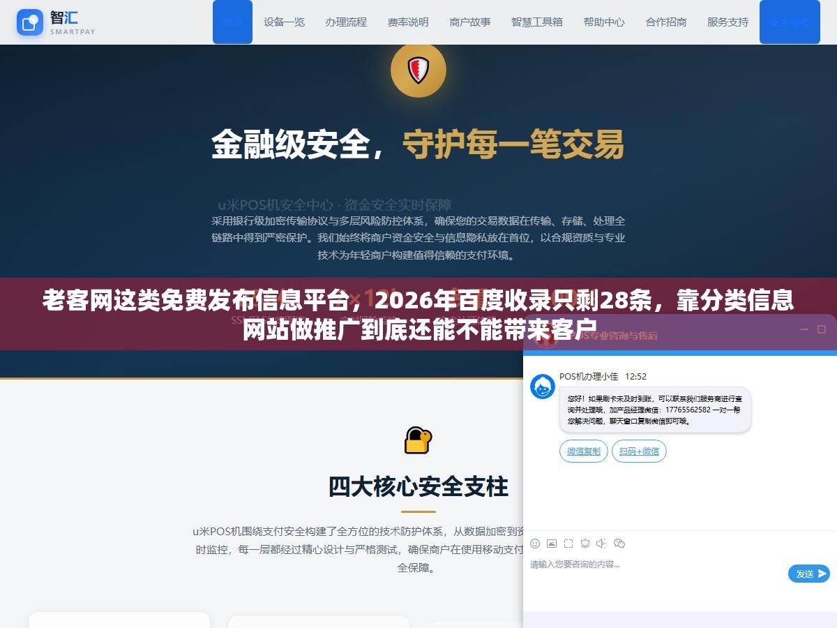 1 - 老客网这类免费发布信息平台，2026年百度收录只剩28条，靠分类信息网站做推广到底还能不能带来客户 - UC建站系统