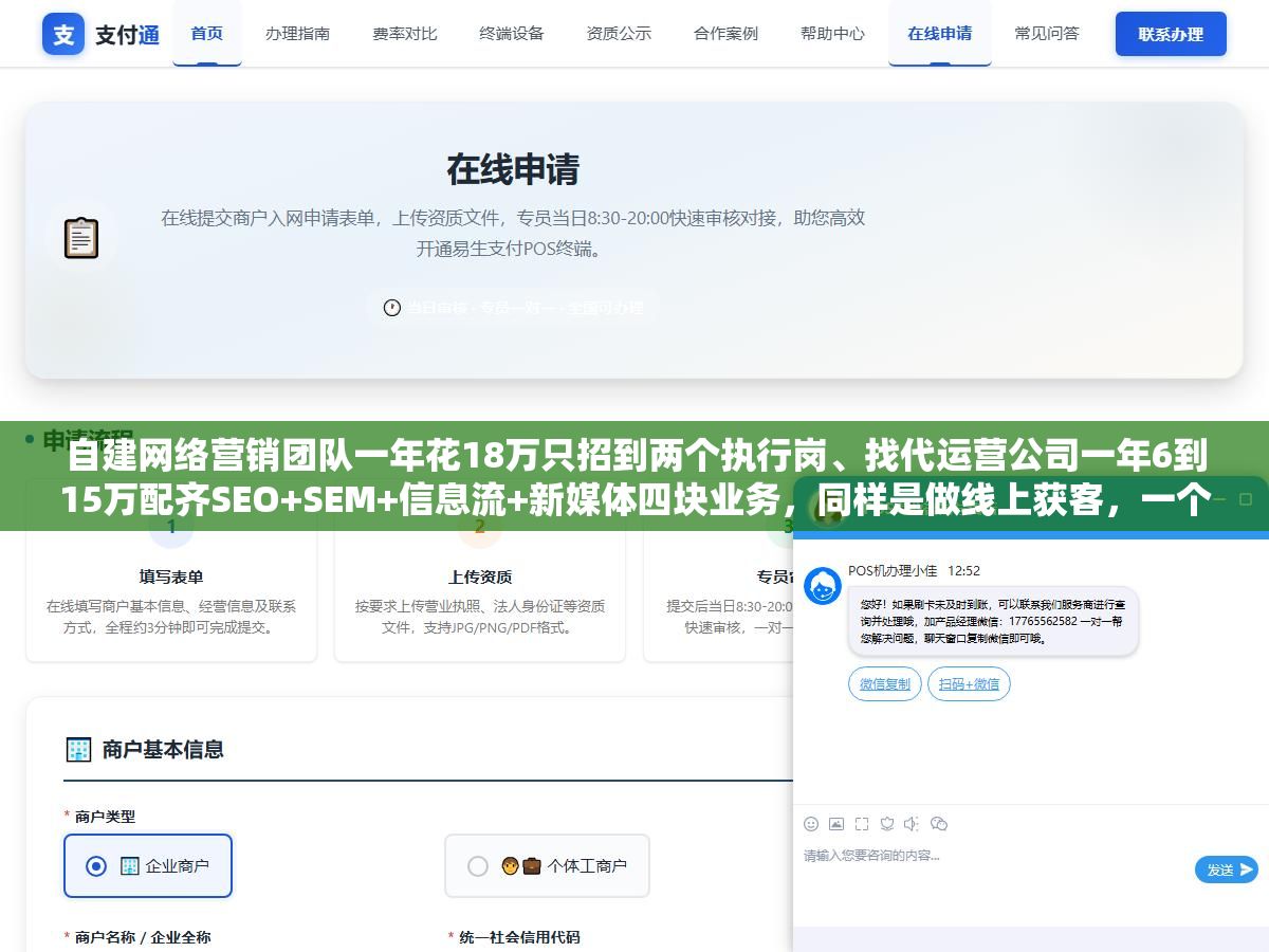 1 - 自建网络营销团队一年花18万只招到两个执行岗、找代运营公司一年6到15万配齐SEO+SEM+信息流+新媒体四块业务，同样是做线上获客，一个在管人一个在管结果 - UC建站系统