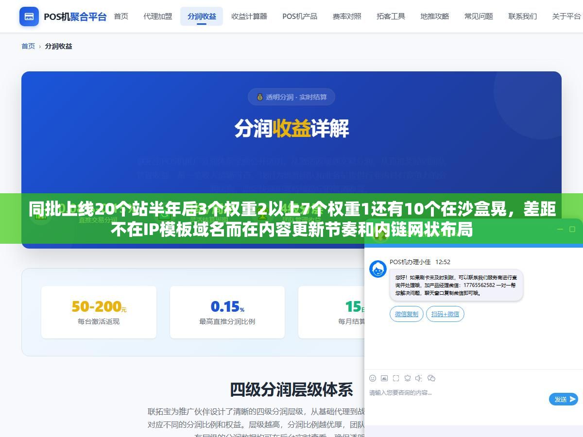 1 - 同批上线20个站半年后3个权重2以上7个权重1还有10个在沙盒晃，差距不在IP模板域名而在内容更新节奏和内链网状布局 - UC建站系统