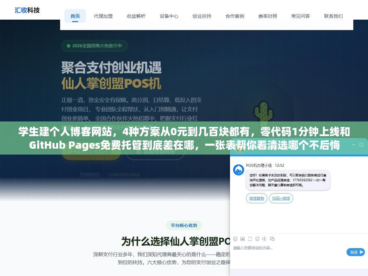 学生建个人博客网站,4种方案从0元到几百块都有,零代码1分钟上线和GitHub Pages免费托管到底差在哪,一张表帮你看清选哪个不后悔 1 - 学生建个人博客网站,4种方案从0元到几百块都有,零代码1分钟上线和GitHub Pages免费托管到底差在哪,一张表帮你看清选哪个不后悔 - UC建站系统