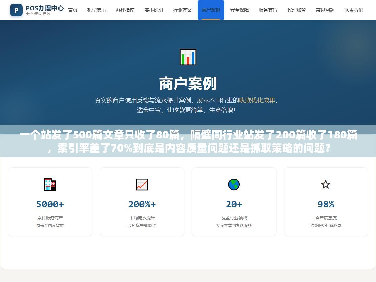 一个站发了500篇文章只收了80篇,隔壁同行业站发了200篇收了180篇,索引率差了70%到底是内容质量问题还是抓取策略的问题? 2 - 一个站发了500篇文章只收了80篇,隔壁同行业站发了200篇收了180篇,索引率差了70%到底是内容质量问题还是抓取策略的问题? - UC建站系统