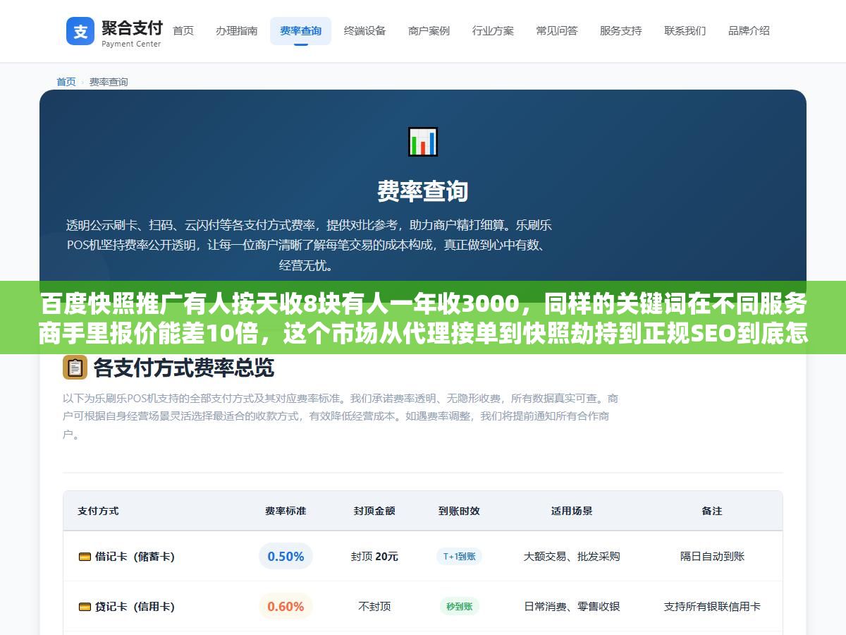 1 - 百度快照推广有人按天收8块有人一年收3000，同样的关键词在不同服务商手里报价能差10倍，这个市场从代理接单到快照劫持到正规SEO到底怎么赚钱、怎么选、哪些玩法碰了会翻车 - UC建站系统