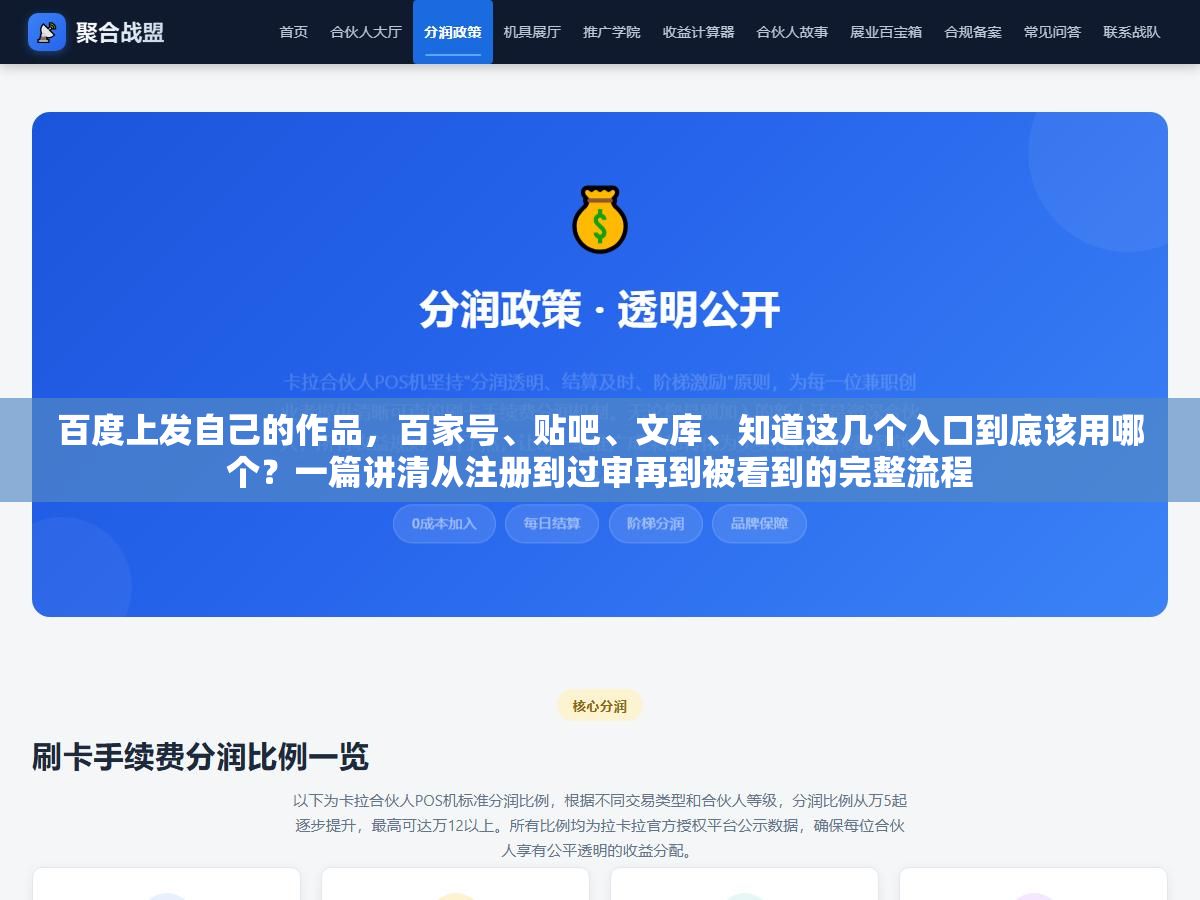 百度上发自己的作品，百家号、贴吧、文库、知道这几个入口到底该用哪个？一篇讲清从注册到过审再到被看到的完整流程
