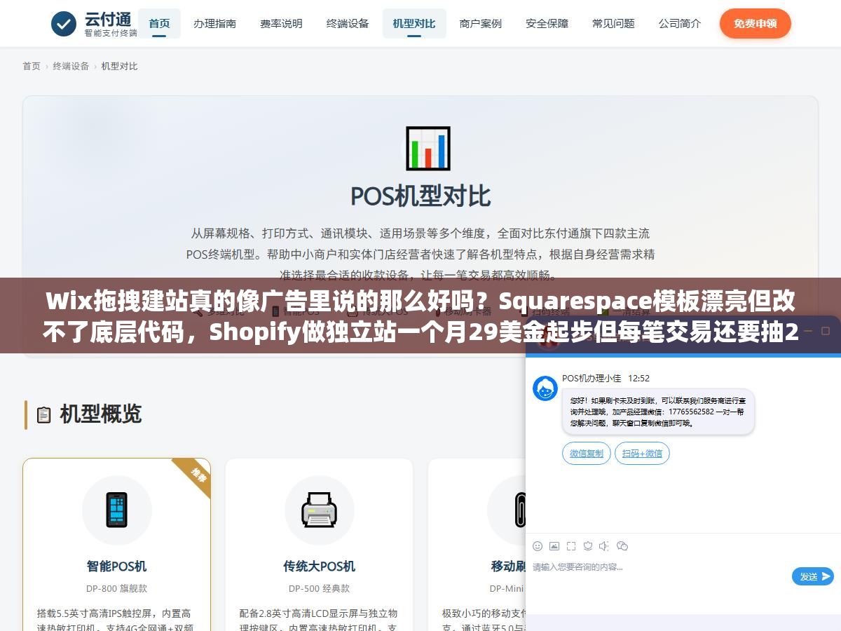 Wix拖拽建站真的像广告里说的那么好吗？Squarespace模板漂亮但改不了底层代码，Shopify做独立站一个月29美金起步但每笔交易还要抽2%，Webflow设计师最爱但学习成本够看一本教材了，做外贸站到底选哪个才不花冤枉钱？
