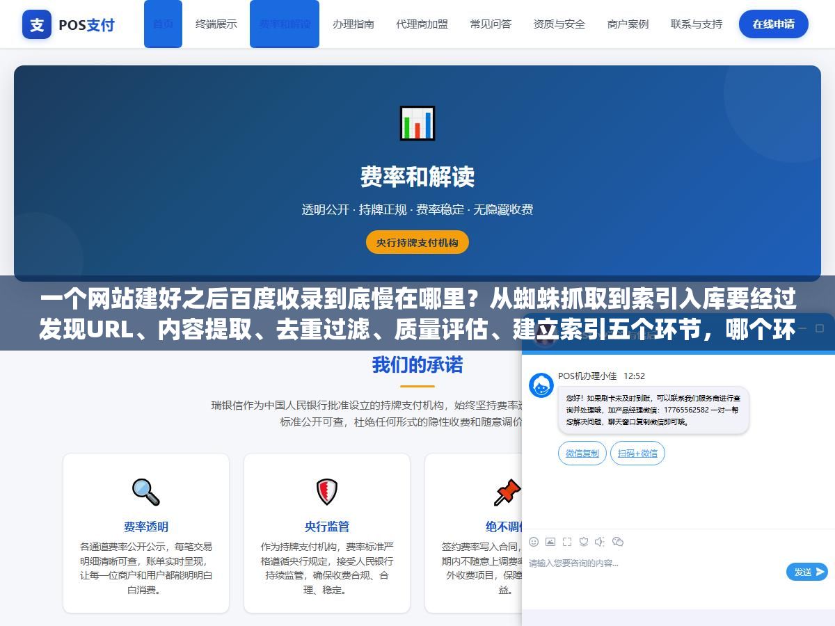 一个网站建好之后百度收录到底慢在哪里？从蜘蛛抓取到索引入库要经过发现URL、内容提取、去重过滤、质量评估、建立索引五个环节，哪个环节最容易卡住？百度API主动推送、Google Indexing API、IndexNow协议、Sitemap提交四种方式的收录速度从小时级到几周差别有多大？