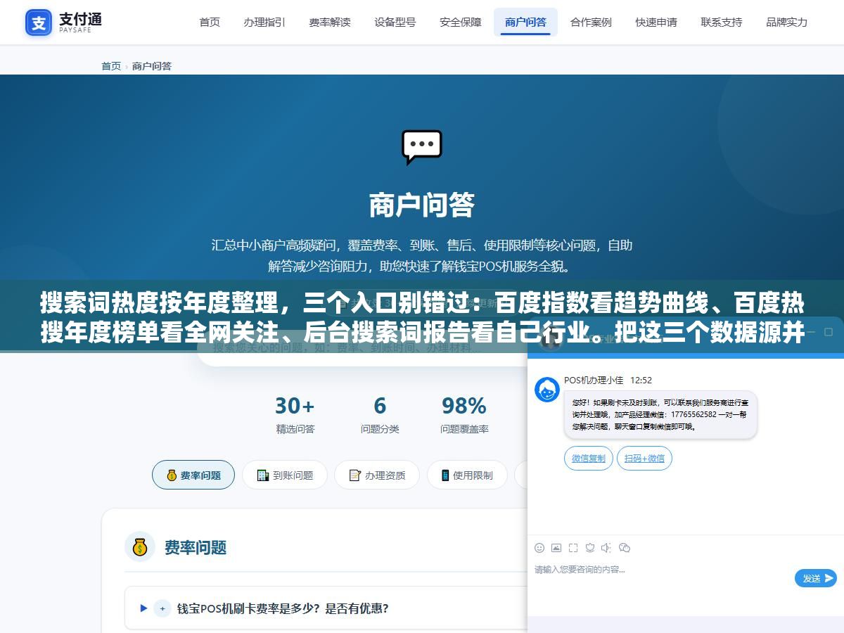 2 - 搜索词热度按年度整理，三个入口别错过：百度指数看趋势曲线、百度热搜年度榜单看全网关注、后台搜索词报告看自己行业。把这三个数据源并到一起，你才知道流量每年往哪走、什么时候该抢什么词 - UC建站系统