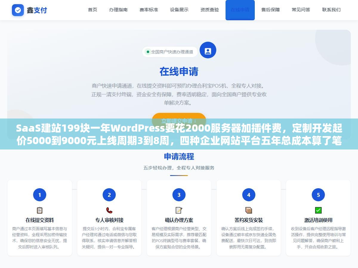 SaaS建站199块一年WordPress要花2000服务器加插件费,定制开发起价5000到9000元上线周期3到8周,四种企业网站平台五年总成本算了笔账,选错类型第一年省的钱第三年全吐出来 1 - SaaS建站199块一年WordPress要花2000服务器加插件费,定制开发起价5000到9000元上线周期3到8周,四种企业网站平台五年总成本算了笔账,选错类型第一年省的钱第三年全吐出来 - UC建站系统